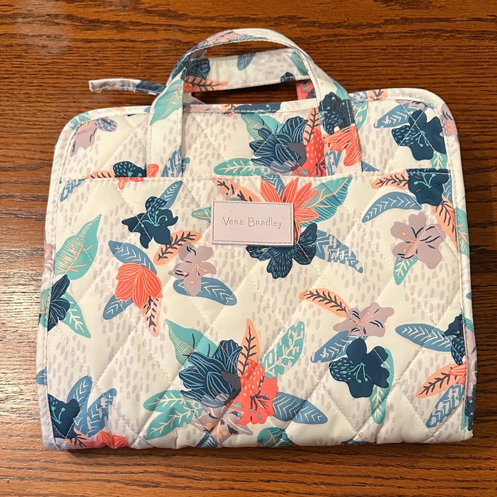 Vera Bradley Blue and Coral Floral Cosmetic Bag